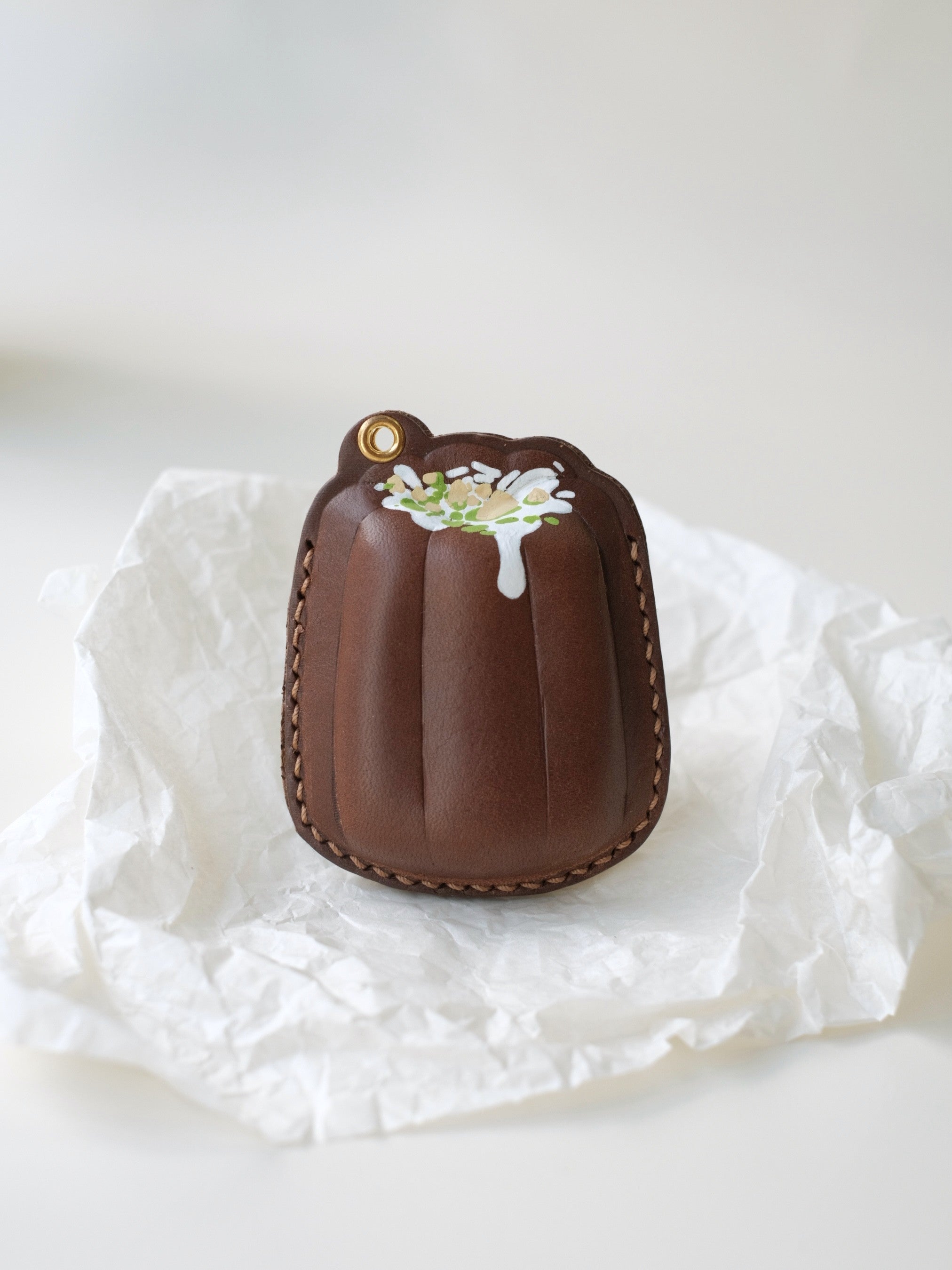 HANDMADE LEATHER CANELE CHARM & FOB CASE