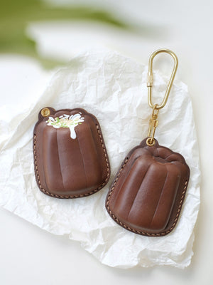 HANDMADE LEATHER CANELE CHARM & FOB CASE