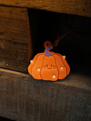 HALLOWEEN PUMPKIN HANDMADE LEATHER KEYCHAIN & BAG CHARM
