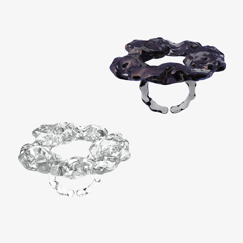 FOSSILIZED DIAMOND DISC RING