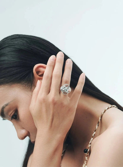  AESTH & UTIL ETERNAL KNOT CLEAR CRYSTAL RING |  TROVE & TONE