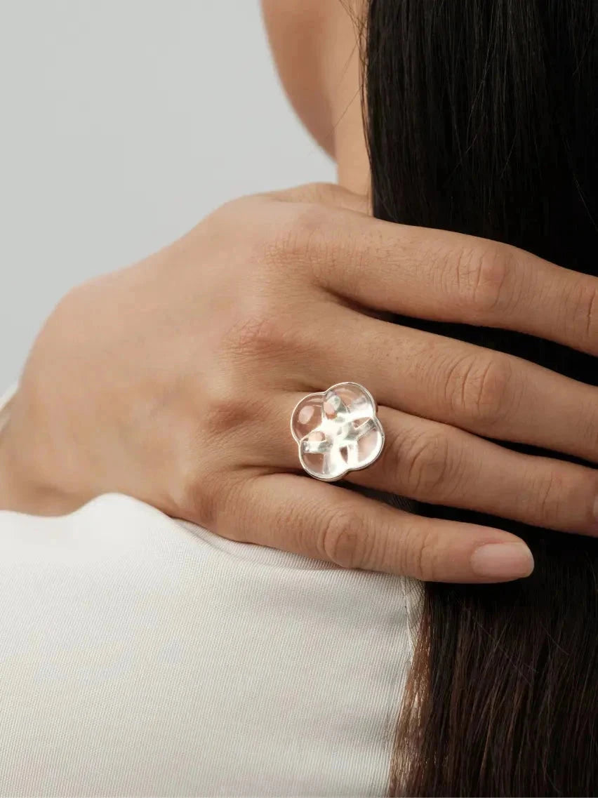  AESTH & UTIL ETERNAL KNOT CLEAR CRYSTAL RING |  TROVE & TONE