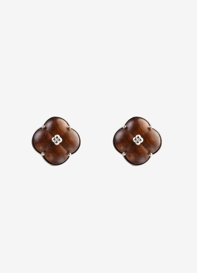  AESTH & UTIL ETERNAL KNOT NATURAL SANDALWOOD STUDS |  TROVE & TONE