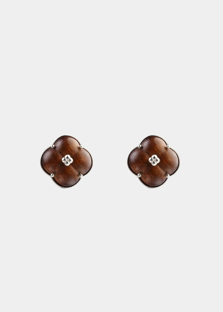  AESTH & UTIL ETERNAL KNOT NATURAL SANDALWOOD STUDS |  TROVE & TONE