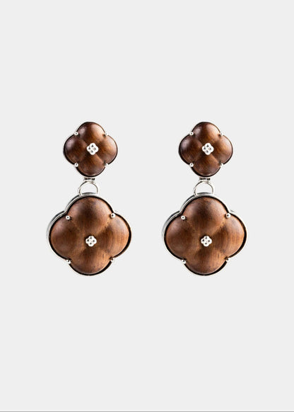  AESTH & UTIL ETERNAL KNOT NATURAL SANDALWOOD STUDS |  TROVE & TONE