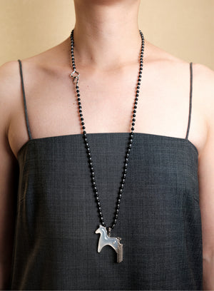 Aesth & Util WHITE CHALCEDONY DIVINE HORSE LONG NECKLACE  |  TROVE & TONE
