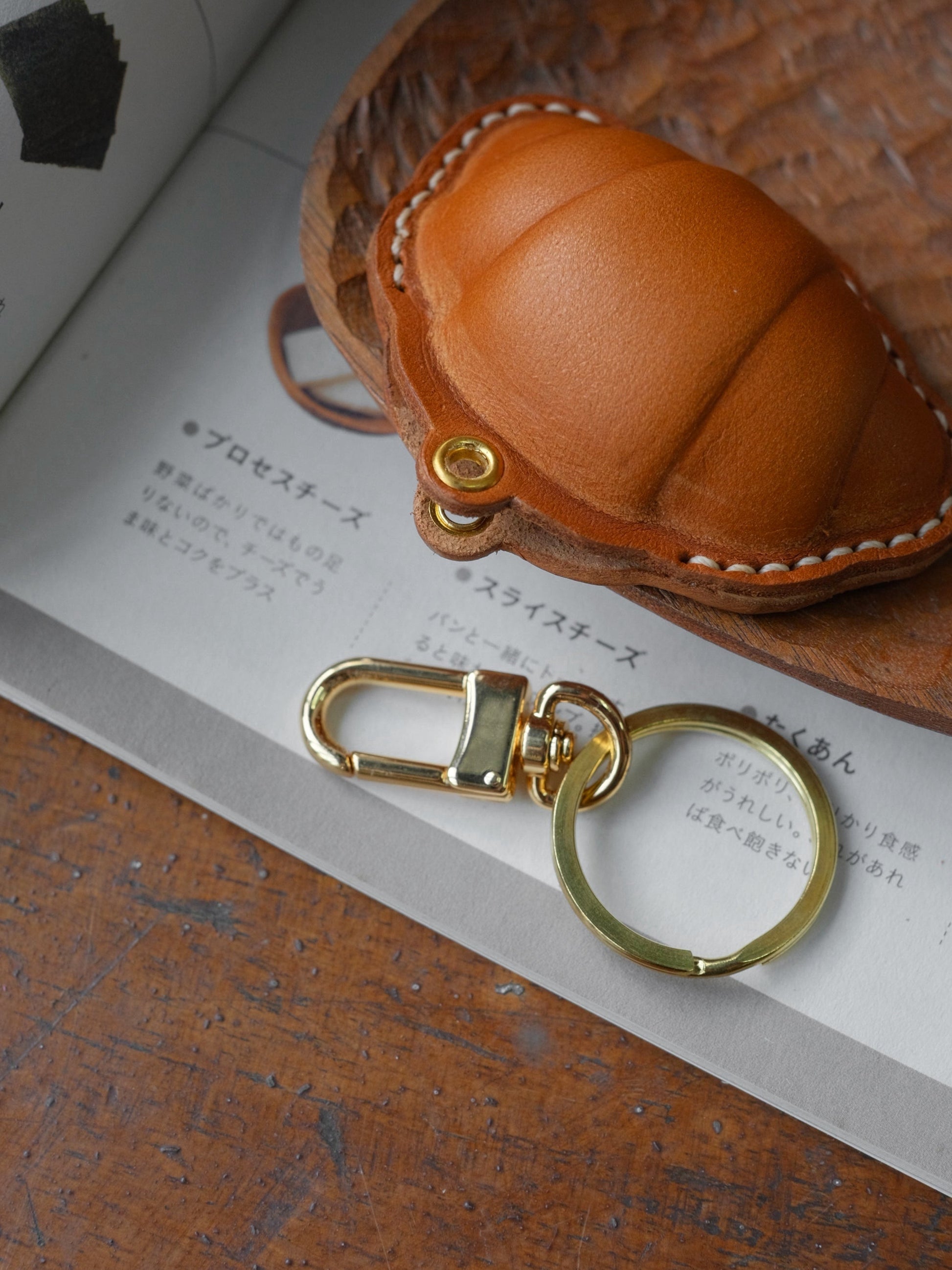  ChengTian HANDMADE LEATHER CROISSANT CHARM & FOB CASE |  TROVE & TONE