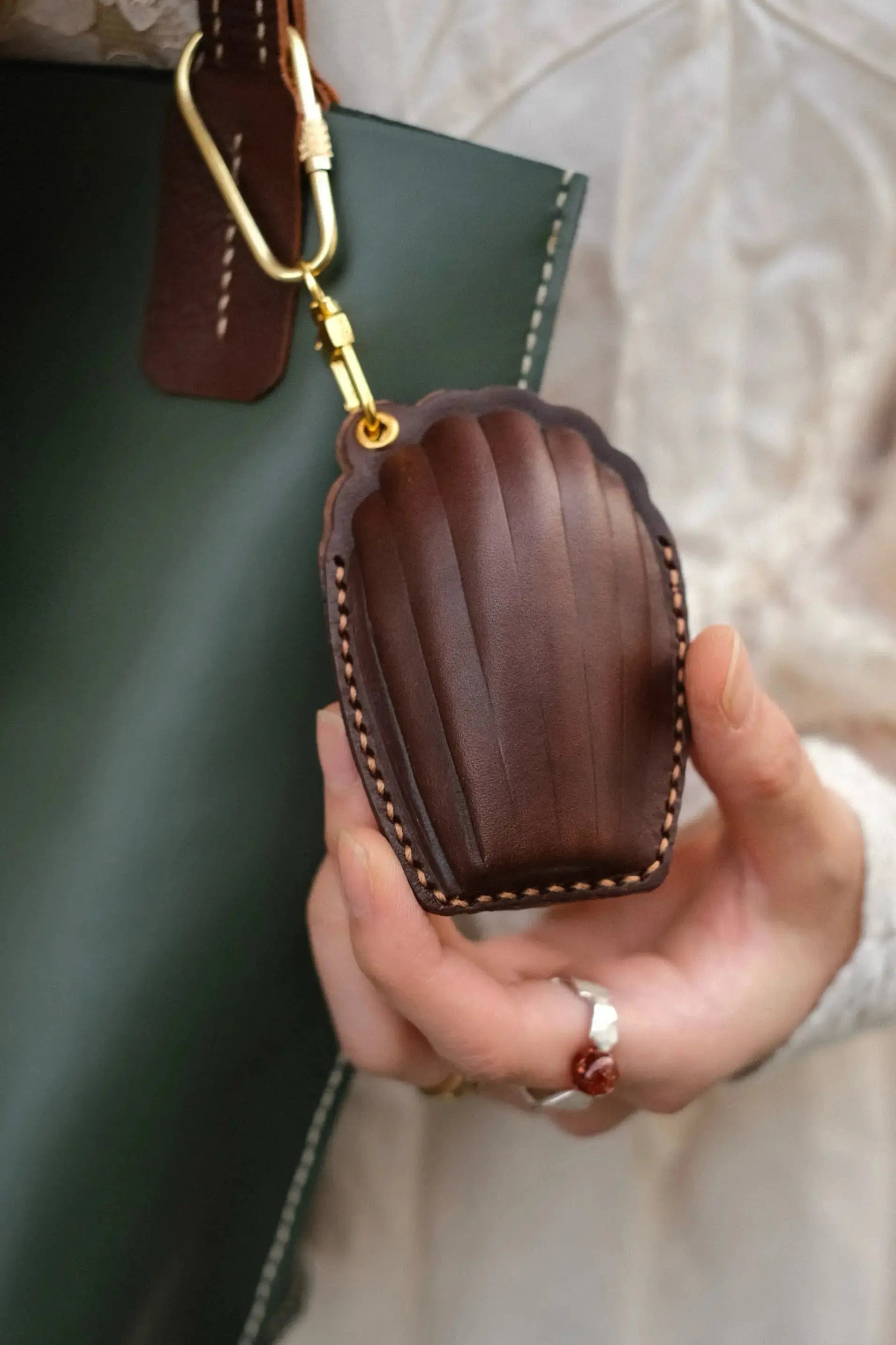  ChengTian HANDMADE LEATHER MADELEINE CHARM & FOB CASE |  TROVE & TONE