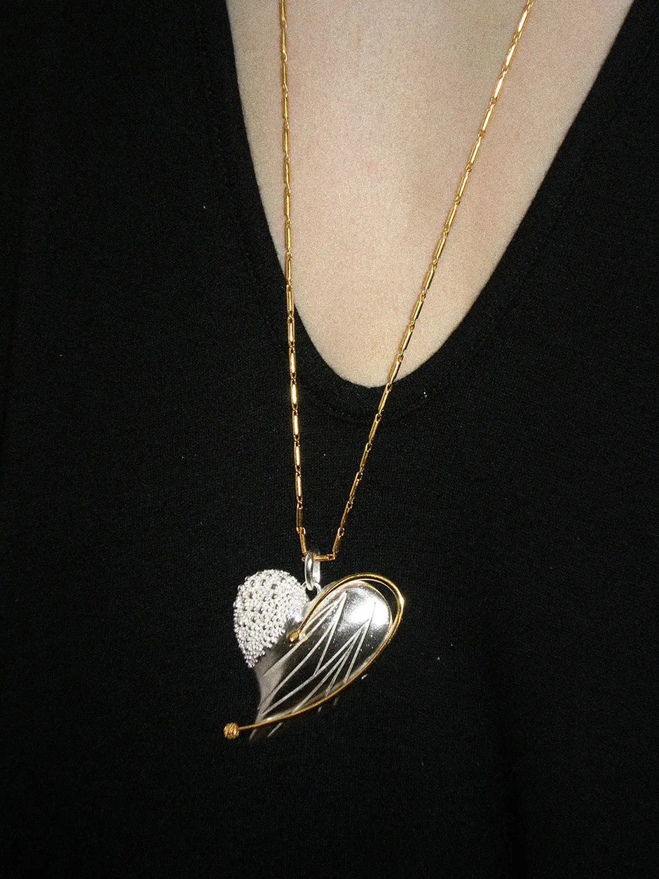 HEART-SHAPED LONG NECKLACE Necklace TROVE & TONE