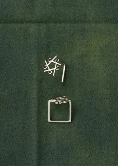  WANYEE CRAFT ICE CRACKLE LINEAR STAR SQUARE RING |  TROVE & TONE