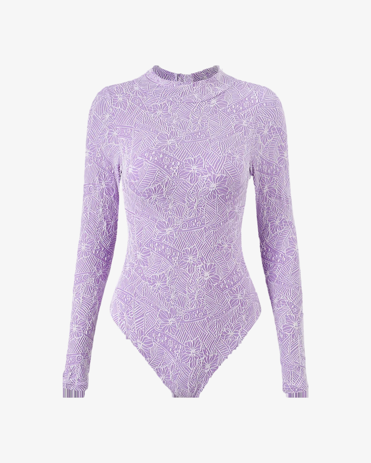 Wavvves FLORAL EMBOSSED LONG SLEEVE SURF SWIMSUIT PURPLE  |  TROVE & TONE