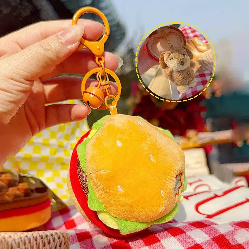 Sausage Dog Burger Plush Bag Charm