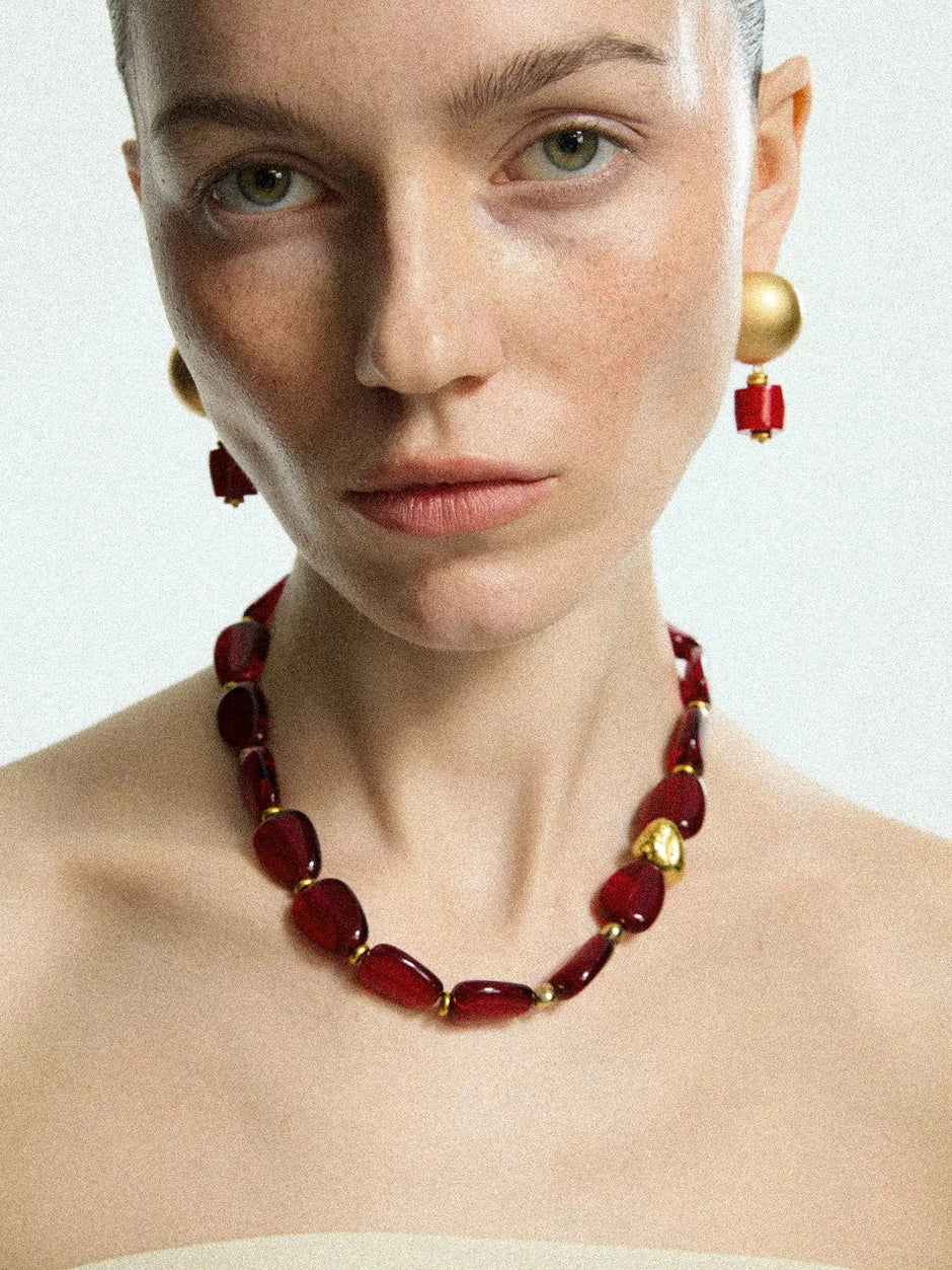 IRREGULAR COLORED GLAZE NECKLACE Necklace TROVE & TONE