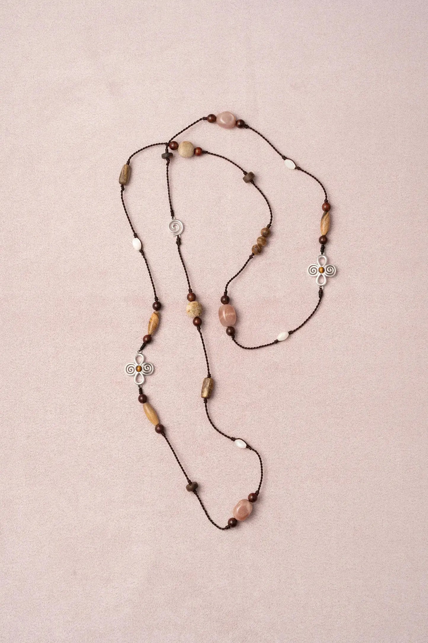  WANYEE CRAFT NATURAL STONE AGARWOOD CORD NECKLACE |  TROVE & TONE