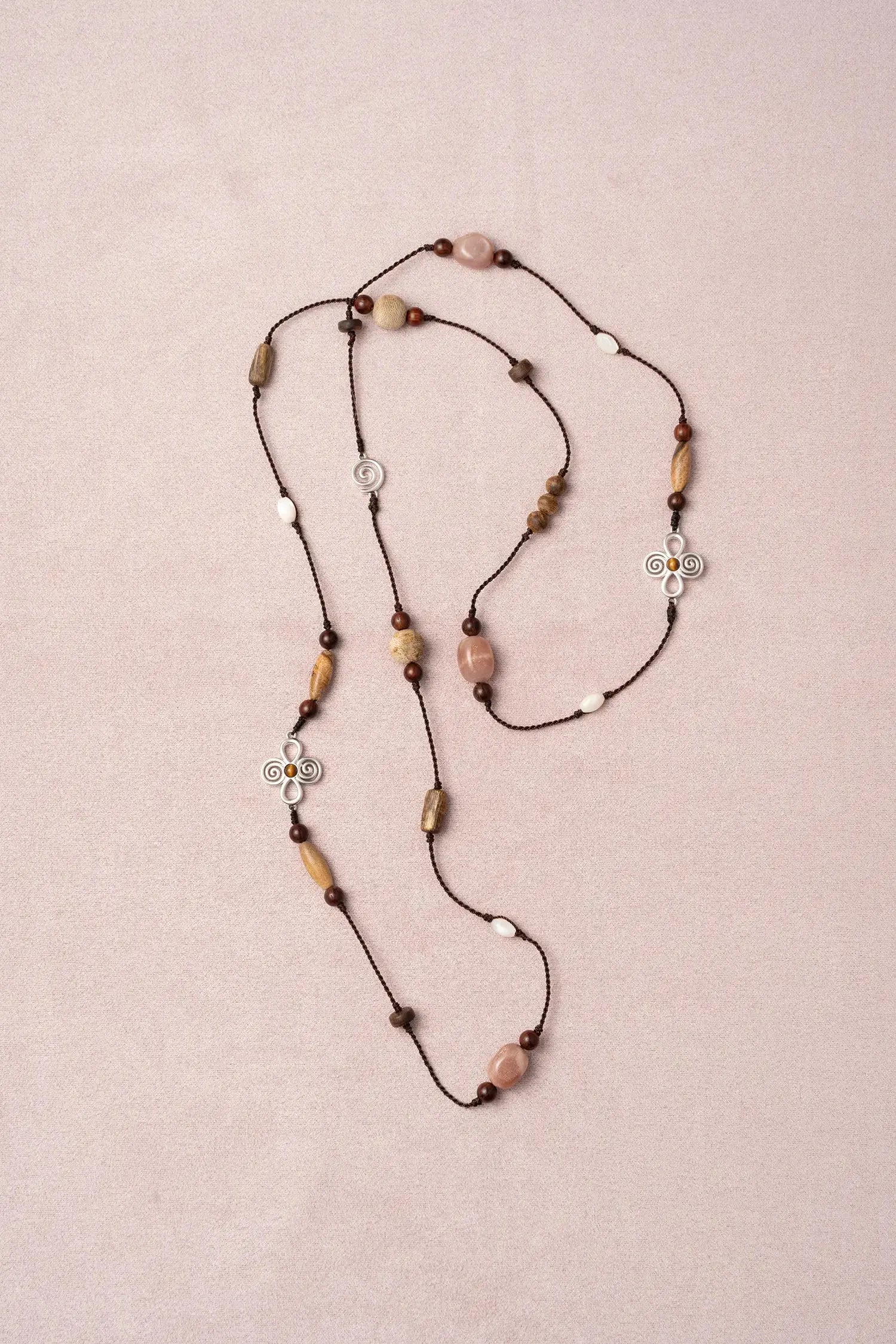  WANYEE CRAFT NATURAL STONE AGARWOOD CORD NECKLACE |  TROVE & TONE