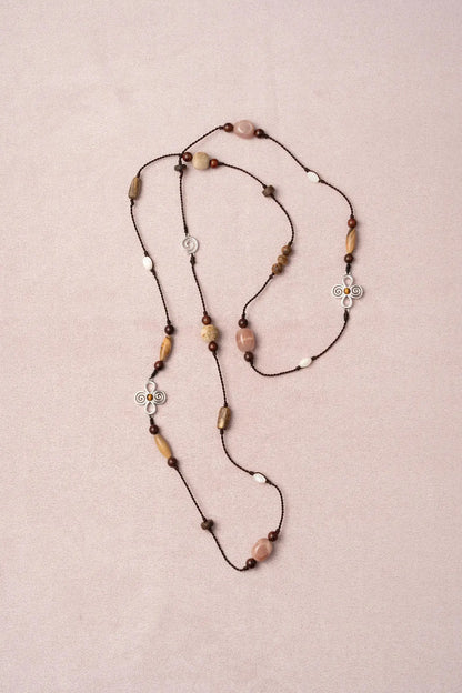  WANYEE CRAFT NATURAL STONE AGARWOOD CORD NECKLACE |  TROVE & TONE