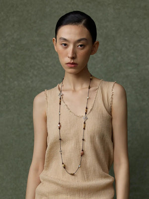  WANYEE CRAFT NATURAL STONE AGARWOOD CORD NECKLACE |  TROVE & TONE