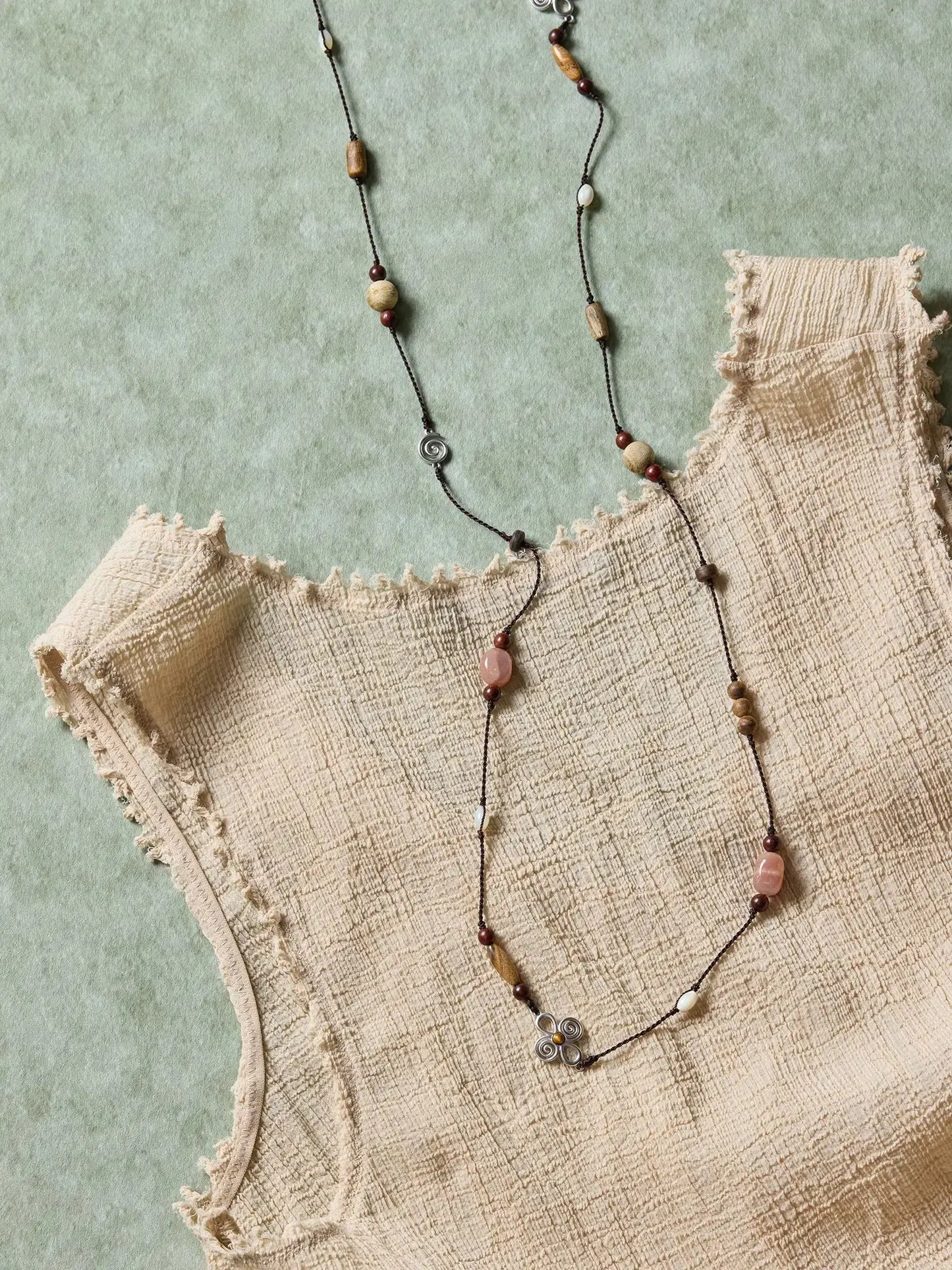  WANYEE CRAFT NATURAL STONE AGARWOOD CORD NECKLACE |  TROVE & TONE