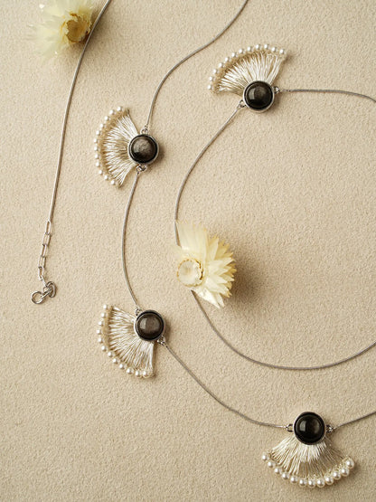  WANYEE CRAFT OBSIDIAN PEARL CONSTELLATION LONG NECKLACE |  TROVE & TONE
