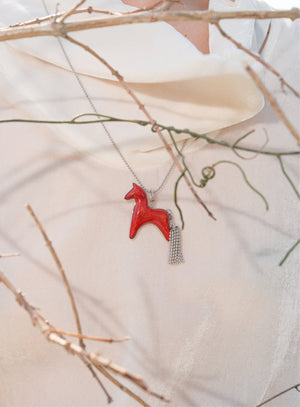  AESTH & UTIL RED LACQUER DIVINE HORSE LONG NECKLACE |  TROVE & TONE