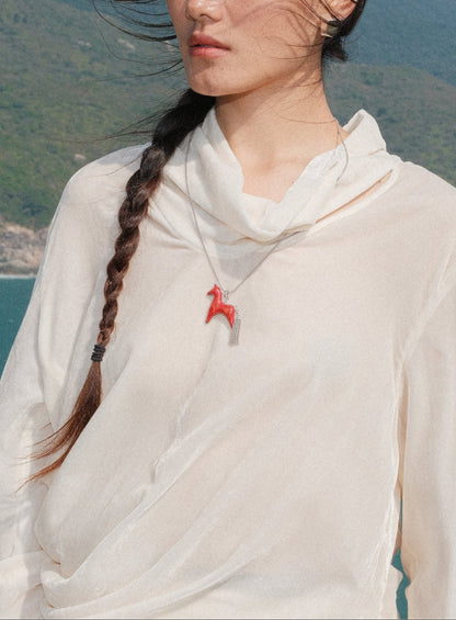  AESTH & UTIL RED LACQUER DIVINE HORSE LONG NECKLACE |  TROVE & TONE