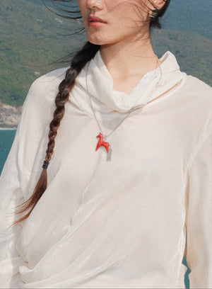  AESTH & UTIL RED LACQUER DIVINE HORSE LONG NECKLACE |  TROVE & TONE