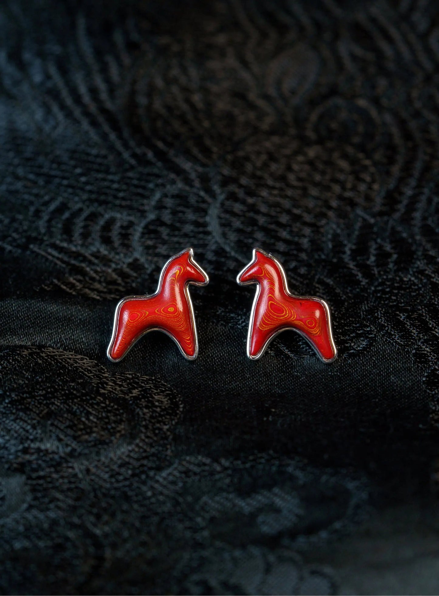  AESTH & UTIL RED LACQUER DOUBLE PONY STUD EARRINGS |  TROVE & TONE