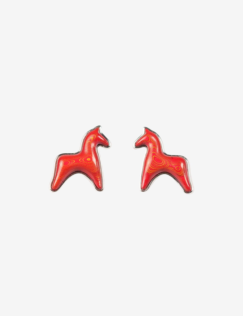  AESTH & UTIL RED LACQUER DOUBLE PONY STUD EARRINGS |  TROVE & TONE
