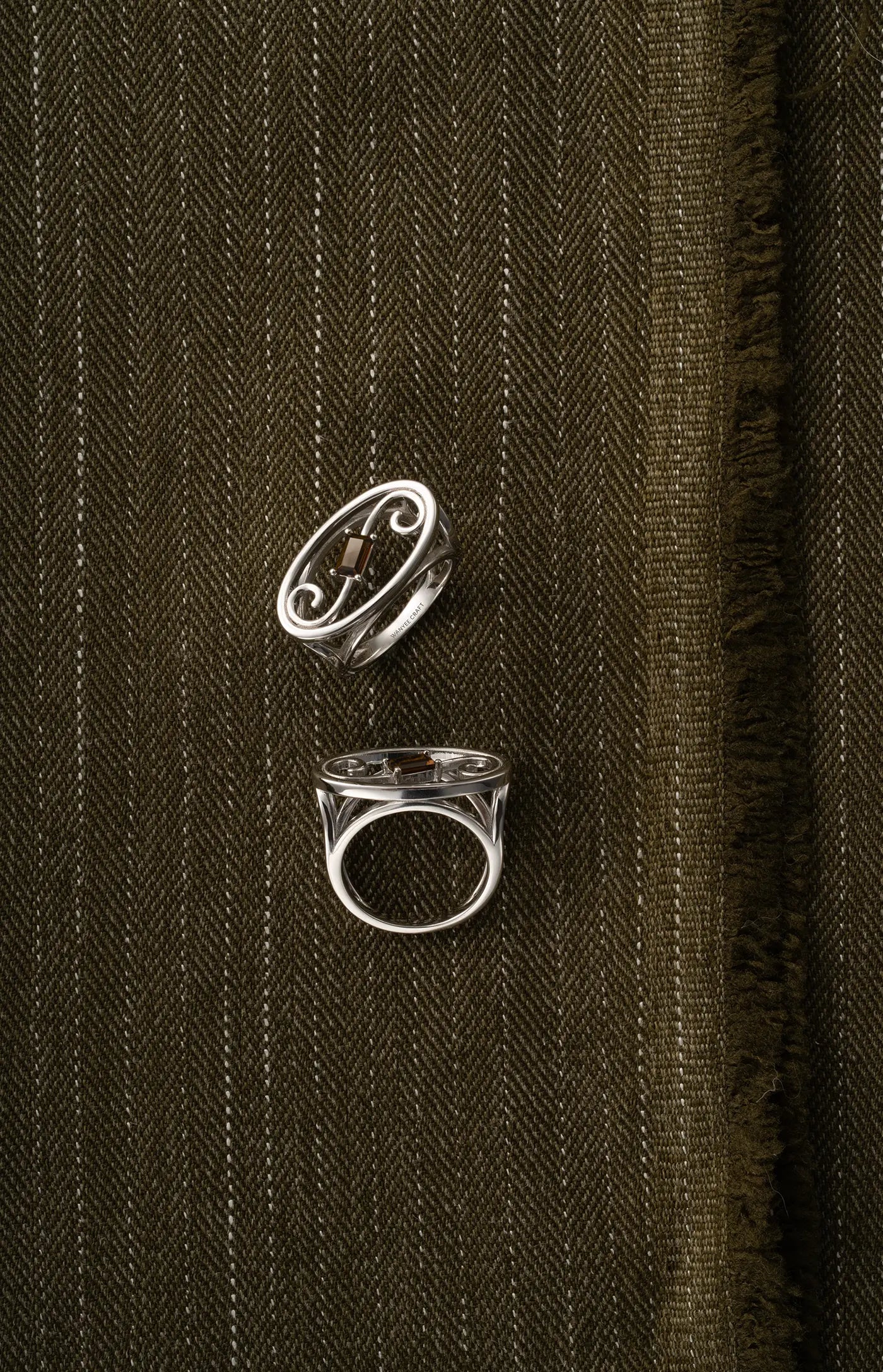  WANYEE CRAFT SCROLL PATTERN SMOKY QUARTZ RING |  TROVE & TONE