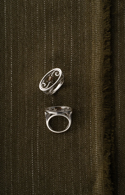  WANYEE CRAFT SCROLL PATTERN SMOKY QUARTZ RING |  TROVE & TONE