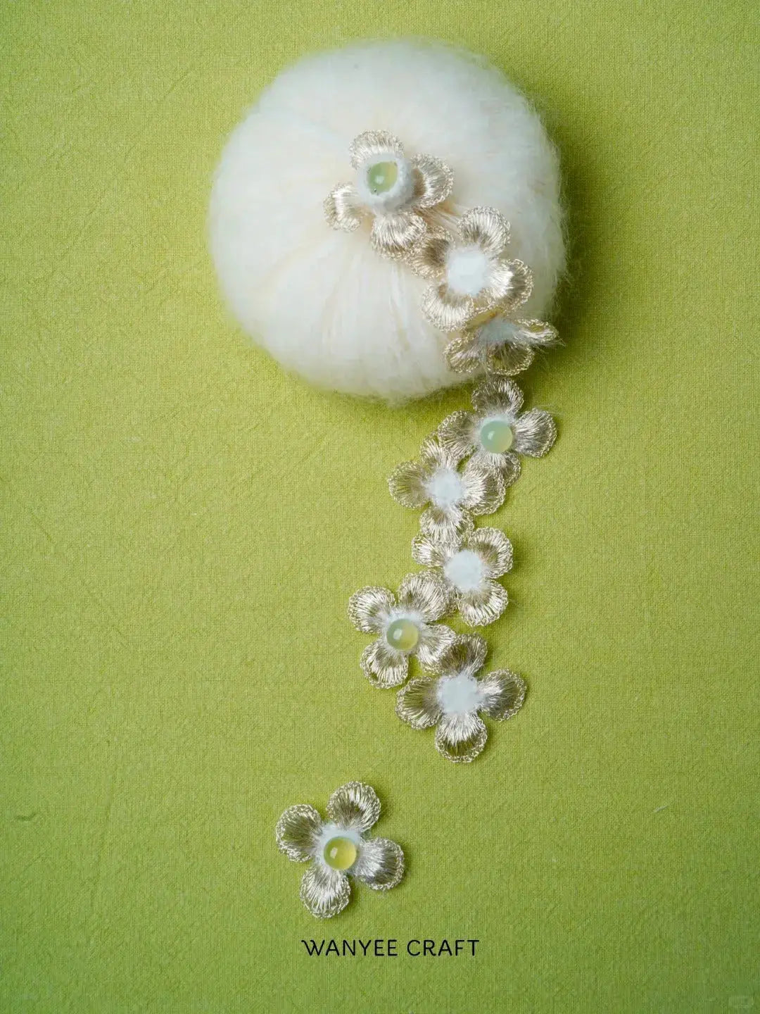  WANYEE CRAFT WIRE CROCHET FLORAL SERPENTINE JADE RING |  TROVE & TONE