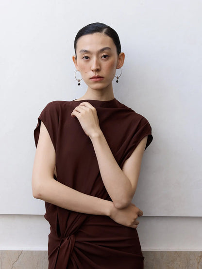  WANYEE CRAFT MATTE SILVER OBSIDIAN KNOT HOOP EARRINGS |  TROVE & TONE