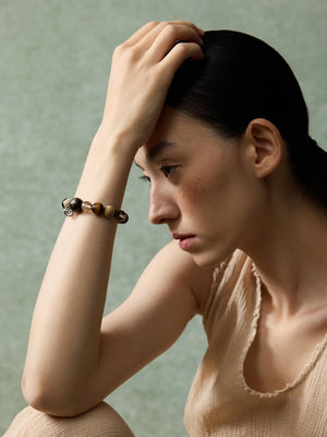  WANYEE CRAFT AGARWOOD CRYSTAL OBSIDIAN BEADED BRACELET |  TROVE & TONE