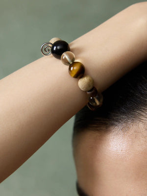  WANYEE CRAFT AGARWOOD CRYSTAL OBSIDIAN BEADED BRACELET |  TROVE & TONE