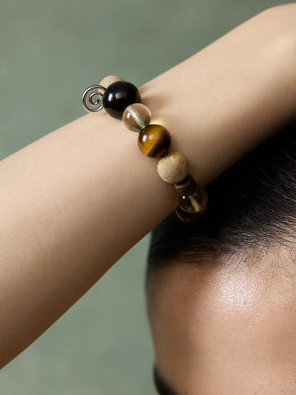  WANYEE CRAFT AGARWOOD CRYSTAL OBSIDIAN BEADED BRACELET |  TROVE & TONE