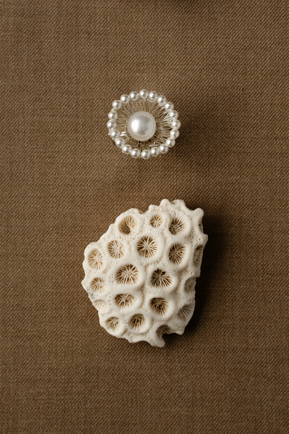  WANYEE CRAFT SILVER WIRE PEARL BLOOM OPEN RING |  TROVE & TONE