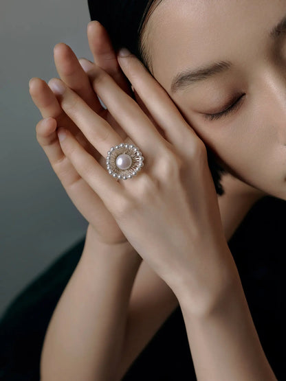  WANYEE CRAFT SILVER WIRE PEARL BLOOM OPEN RING |  TROVE & TONE