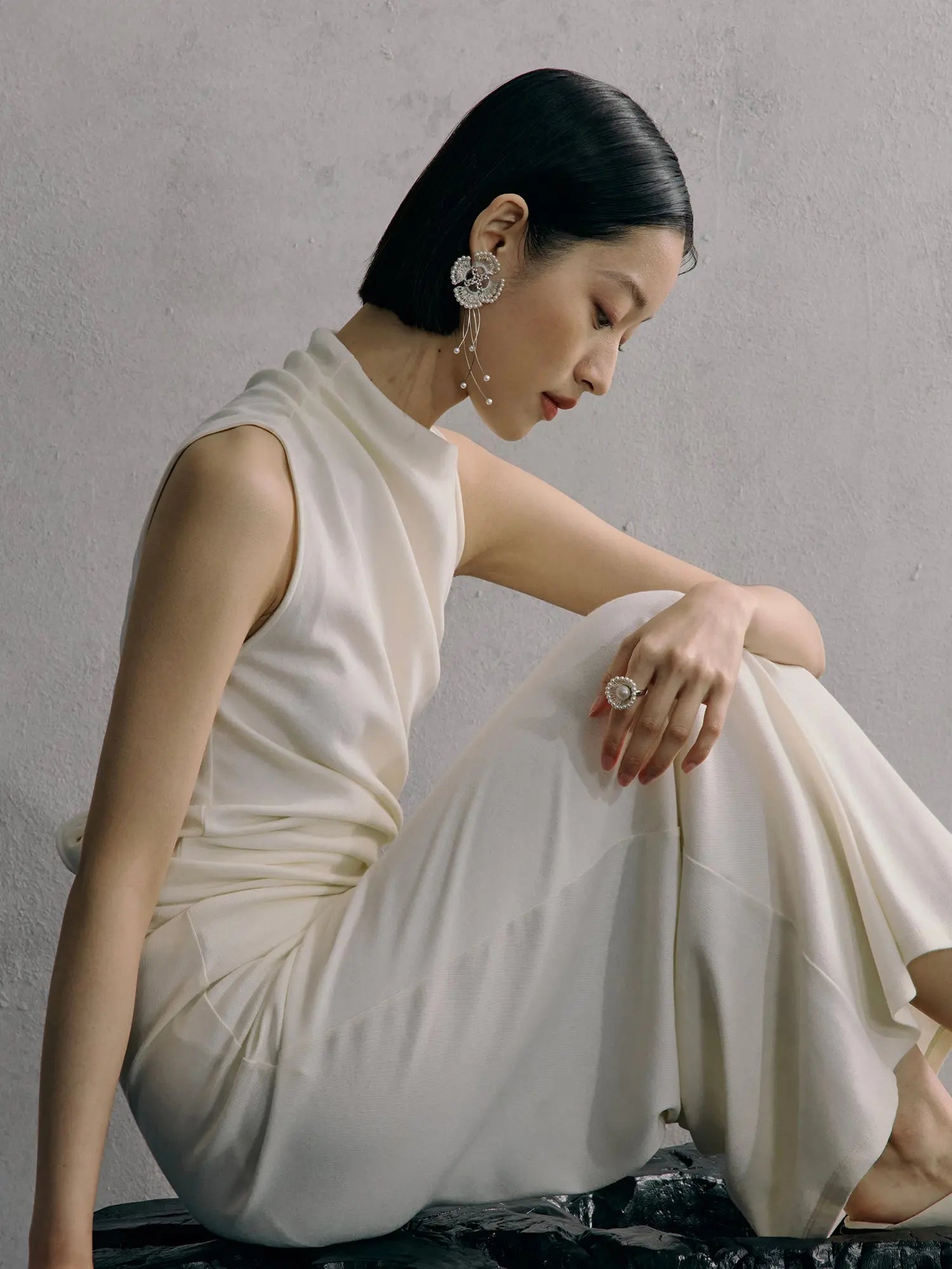  WANYEE CRAFT SILVER WIRE PEARL BLOOM OPEN RING |  TROVE & TONE