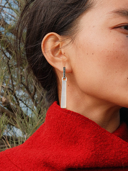  AESTH & UTIL TWO TONE REVERSIBLE SILVER HOOP EARRINGS |  TROVE & TONE