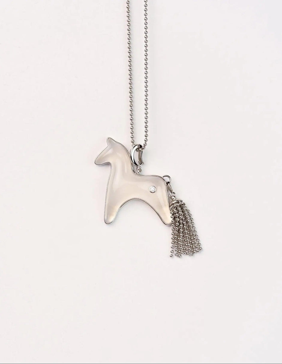  AESTH & UTIL WHITE CHALCEDONY DIVINE HORSE LONG NECKLACE |  TROVE & TONE