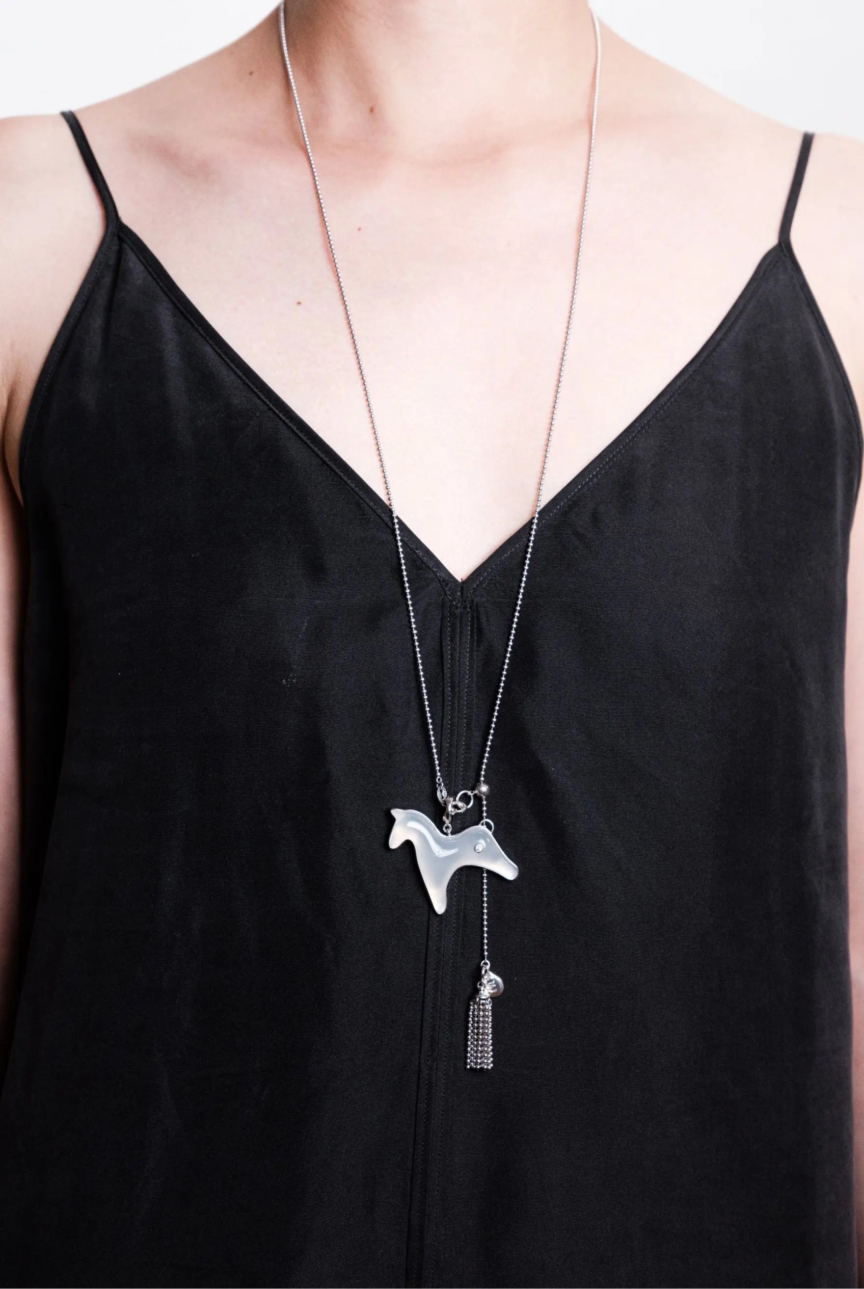  AESTH & UTIL WHITE CHALCEDONY DIVINE HORSE LONG NECKLACE |  TROVE & TONE