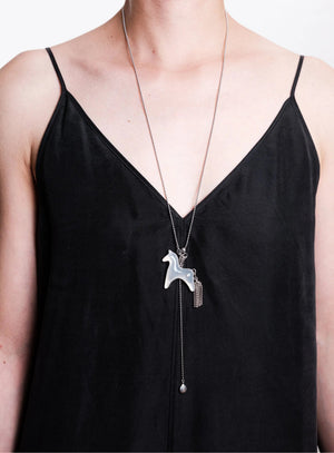  AESTH & UTIL WHITE CHALCEDONY DIVINE HORSE LONG NECKLACE |  TROVE & TONE