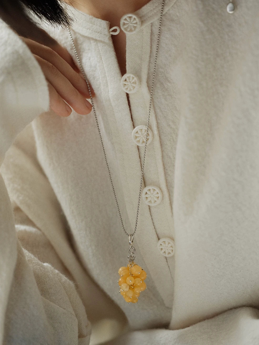  AESTH & UTIL YELLOW AMBER GRAPE PENDANT NECKLACE |  TROVE & TONE