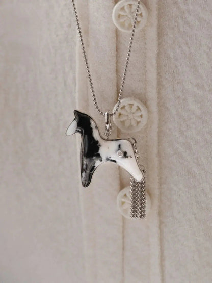  AESTH & UTIL ZEBRA STONE DIVINE HORSE LONG NECKLACE |  TROVE & TONE