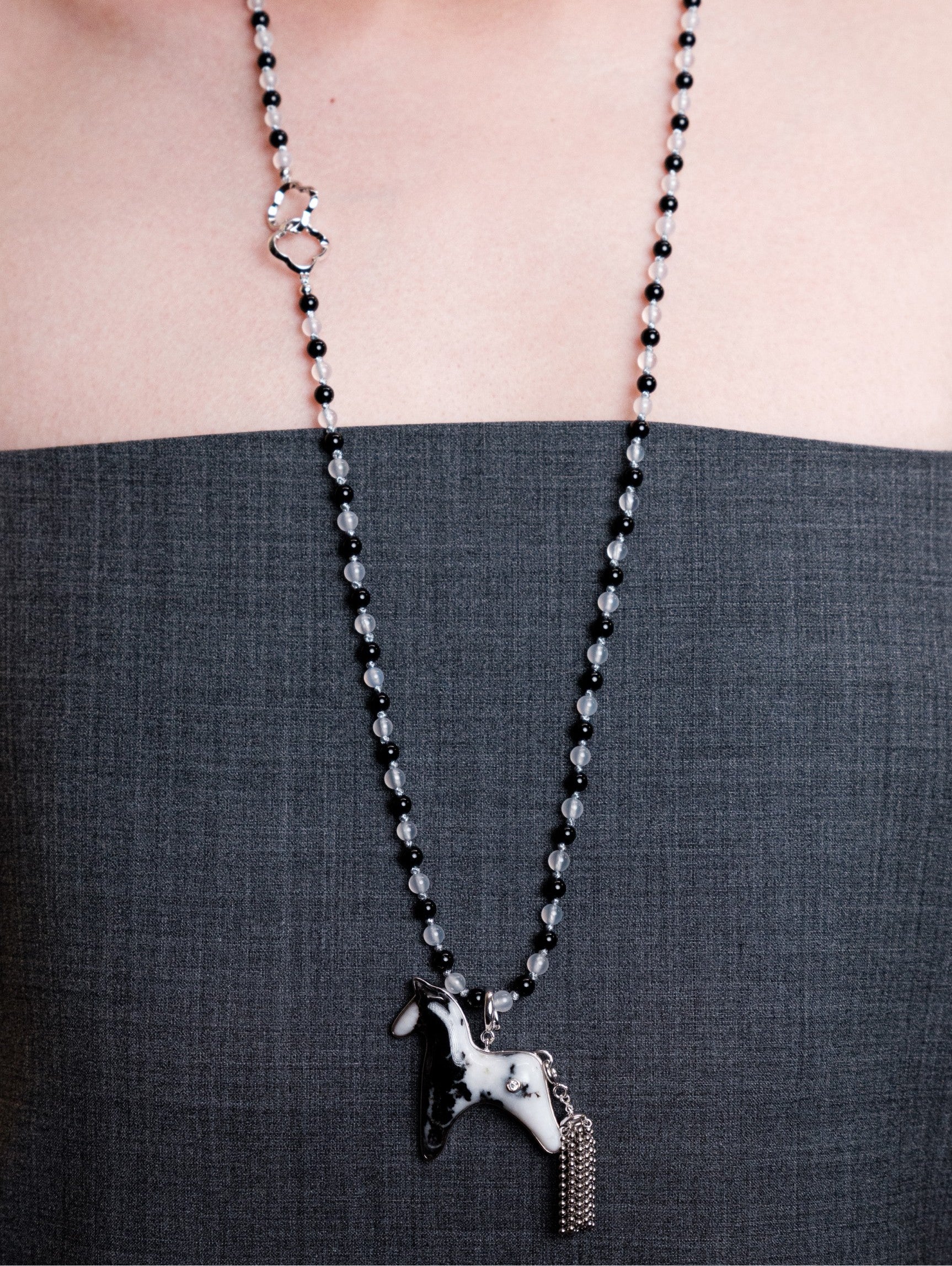  AESTH & UTIL ZEBRA STONE DIVINE HORSE LONG NECKLACE |  TROVE & TONE