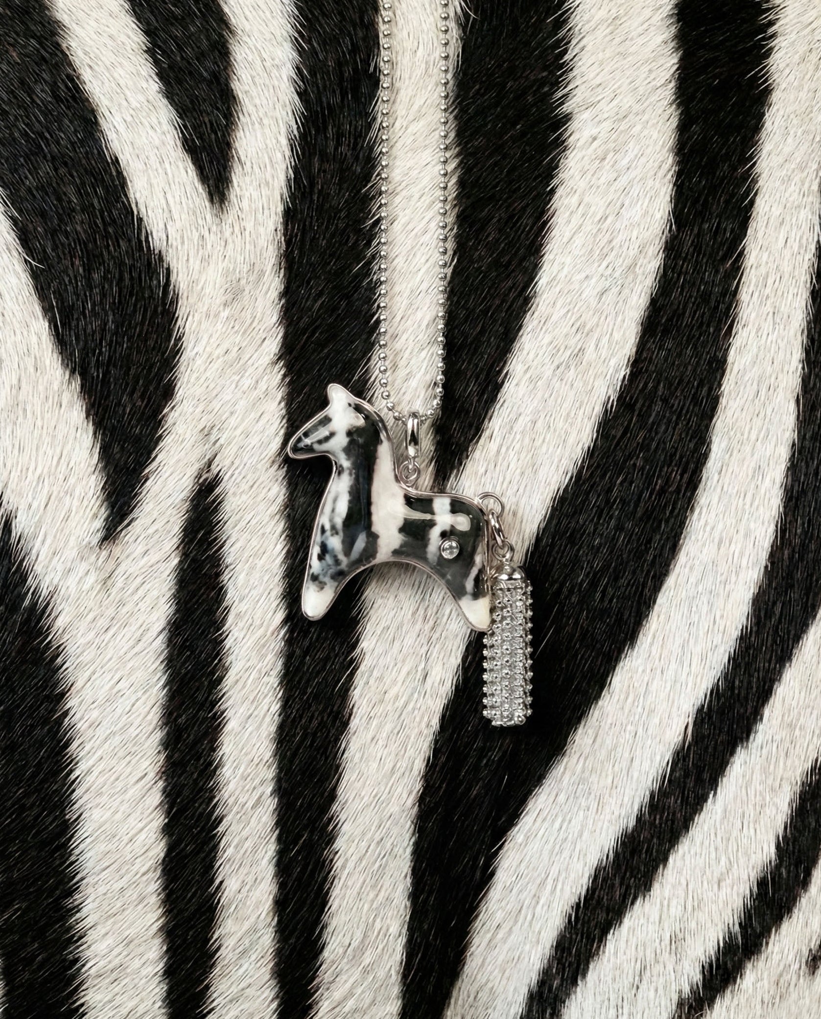  AESTH & UTIL ZEBRA STONE DIVINE HORSE LONG NECKLACE |  TROVE & TONE