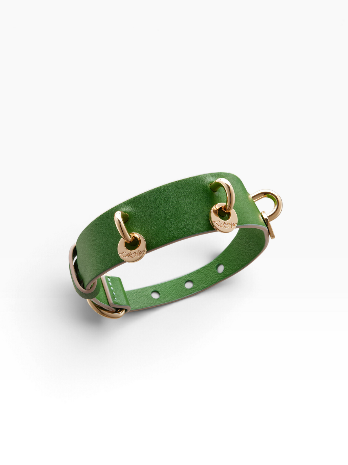 GREEN WONDERLAND LAMBSKIN PET COLLAR