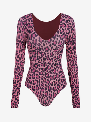 Wavvves LEOPARD PRINT V-NECK LONG SLEEVE SURF SWIMSUIT  |  TROVE & TONE