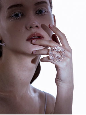 FOSSILIZED DIAMOND DISC RING