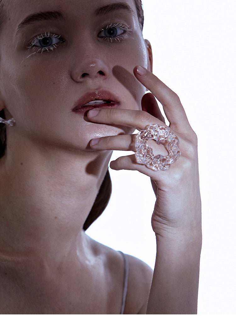 FOSSILIZED DIAMOND DISC RING